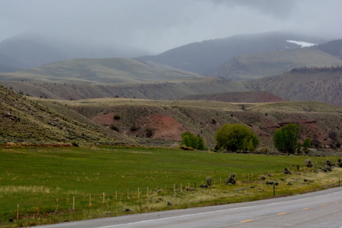 Wyoming landscape in the rain